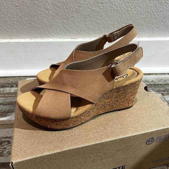 Clarks Shoes - Clarks Annadel Eirwyn Open Toe Casual Sandal Sand Nubuck Sable Size 7.5 New Cork